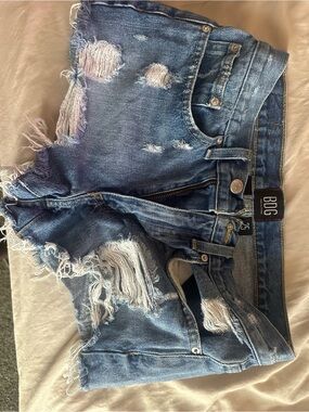 BDG Distressed Denim Cutoff Shorts in Medium Blue